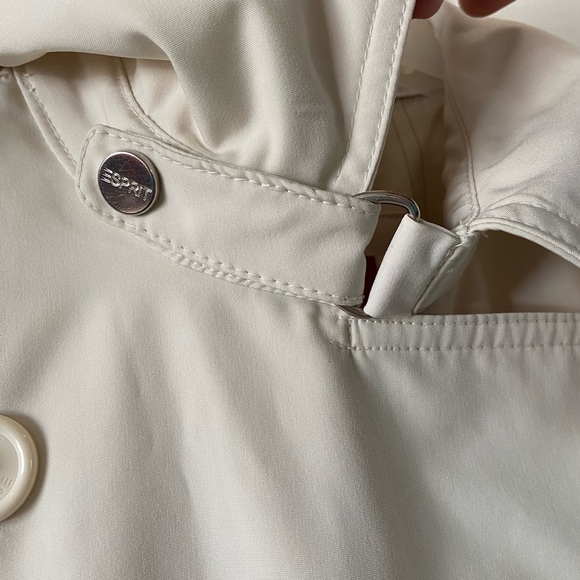 Esprit Trench Coat Off White Button Up Belted Size M - Picture 3 of 12